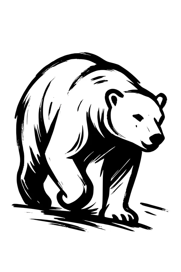 Free Polar Bear Coloring Page - Big Bear Walking on Ice (Printable PDF)