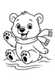 Free Polar Bear Coloring Page - Cute Cub Waving in Winter Scarf (Printable PDF)