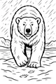Free Polar Bear Coloring Page - Big Bear Walking in Snowy Mountains (Printable PDF)