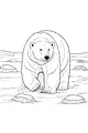 Free Polar Bear Coloring Page - Big Bear Walking on Icy Ground (Printable PDF)