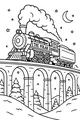 Free Polar Express Coloring Page - Christmas Train on Moonlit Bridge (Printable PDF)