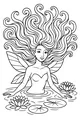 Free Fairy Coloring Page - Pond Fairy With Swirly Hair (Printable PDF)