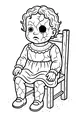 Free Porcelain Doll Coloring Page - Cracked Haunted Doll on Creaky Chair (Printable PDF)