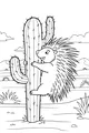 Free Porcupine Coloring Page - Prickly Pal Hugging a Cactus in the Desert (Printable PDF)