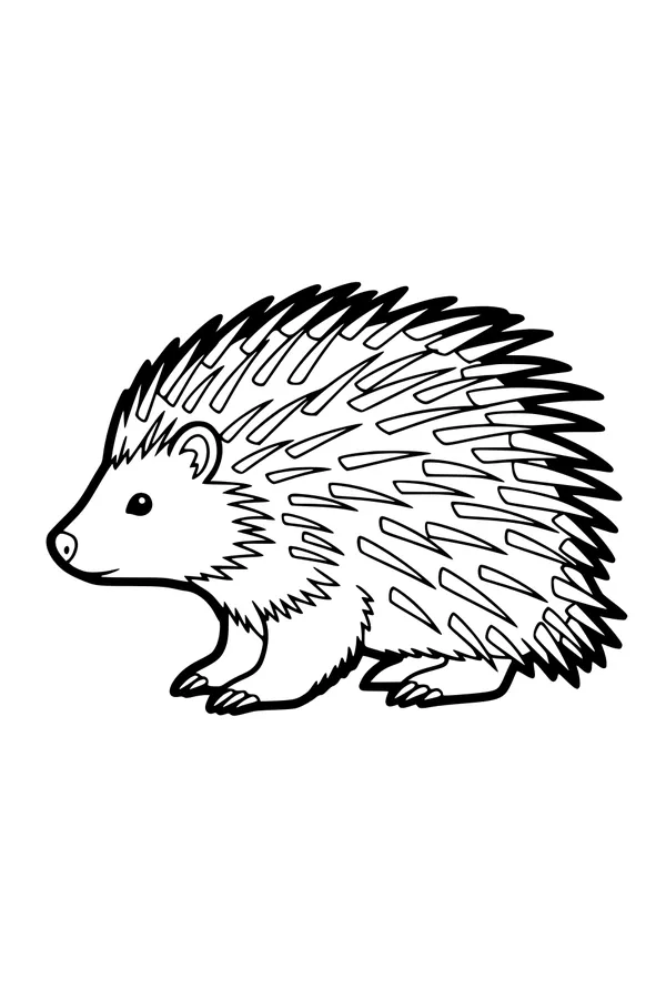 Free Porcupine Coloring Page - Cute Spiky Forest Friend (Printable PDF)