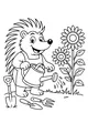 Free Porcupine Coloring Page - Gardening With Sunflowers (Printable PDF)