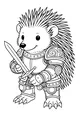 Free Porcupine Coloring Page - Brave Cartoon Knight With Shining Sword (Printable PDF)