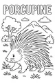 Free Porcupine Coloring Page - Spiky Friend in Mountain Meadow (Printable PDF)