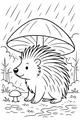 Free Porcupine Coloring Page - Cozy Rainy Day Mushroom Hideaway (Printable PDF)