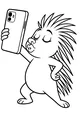 Free Porcupine Coloring Page - Funny Selfie With Smartphone (Printable PDF)