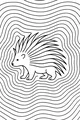 Free Porcupine Coloring Page - Smiling Quills in a Wavy Forest (Printable PDF)