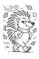 Free Porcupine Coloring Page - Autumn Stroll With Scarf and Boots (Printable PDF)