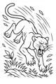Free Panther Coloring Page - Leaping Big Cat in Jungle Grass (Printable PDF)