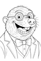 Free Mole Coloring Page - Dapper Cartoon Mole in Bow Tie (Printable PDF)