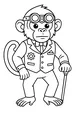 Free Monkey Coloring Page - Steampunk Professor With Goggles (Printable PDF)
