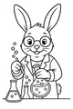 Free Rabbit Coloring Page - Scientist Bunny Mixing Bubbly Potions (Printable PDF)