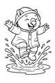 Free Wombat Coloring Page - Raincoat Puddle Jumping Fun (Printable PDF)