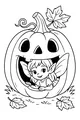 Free Fairy Coloring Page - Peekaboo in Jack-O'-Lantern Pumpkin House (Printable PDF)