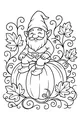 Free Gnome Coloring Page - Autumn Pumpkin Throne Scene (Printable PDF)