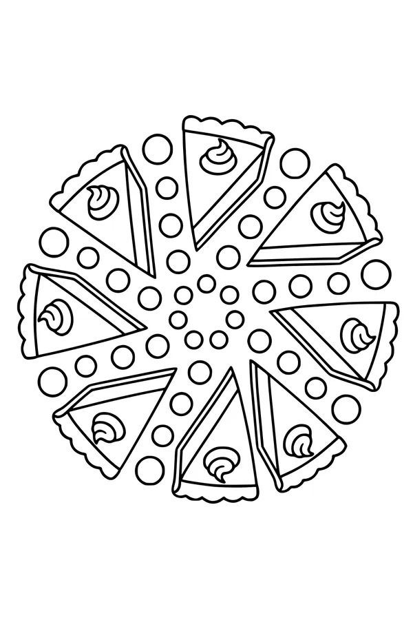 Free Pumpkin Pie Coloring Page - Whipped Cream Mandala Dessert (Printable PDF)