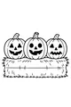 Free Pumpkin Coloring Page - Jack-O-Lantern Pals on a Hay Bale (Printable PDF)