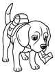 Free Puppy Coloring Page - Cartoon Scout With Map and Backpack (Printable PDF)