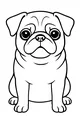 Free Pug Coloring Page - Cute Pug With Big Round Eyes (Printable PDF)