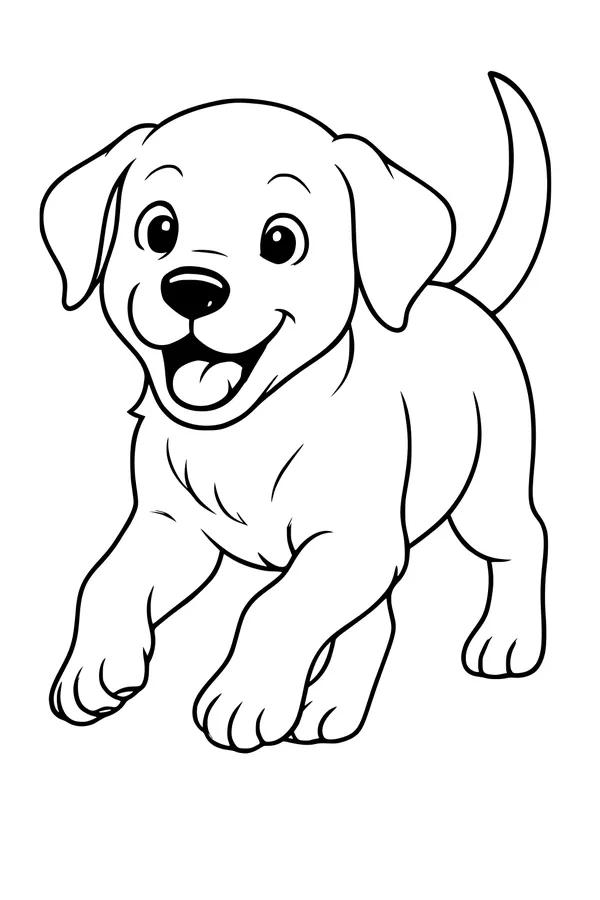 Free Puppy Dog Coloring Page - Happy Cartoon Pup Running (Printable PDF)
