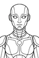Free Android Robot Coloring Page - Futuristic Female Guardian Portrait (Printable PDF)