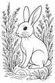 Free Rabbit Coloring Page - Bunny in a Wildflower Garden (Printable PDF)