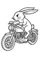 Free Rabbit Coloring Page - Determined Bunny Riding a Motorcycle (Printable PDF)
