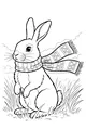 Free Rabbit Coloring Page - Bunny With Breezy Scarf in Grass (Printable PDF)