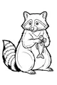 Free Raccoon Coloring Page - Cute Raccoon Holding a Fish (Printable PDF)