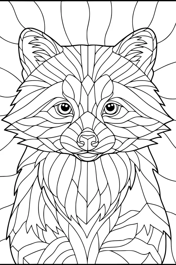 Free Raccoon Coloring Page - Cute Patterned Woodland Friend (Printable PDF)