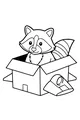 Free Raccoon Coloring Page - Rascal in a Cardboard Box (Printable PDF)