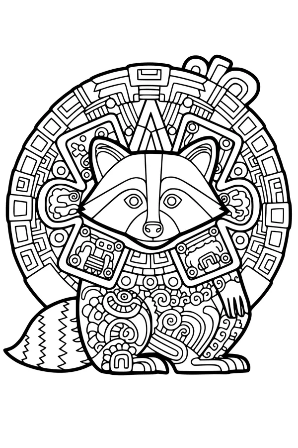 Free Raccoon Coloring Page - Whimsical Patterned Forest Friend (Printable PDF)