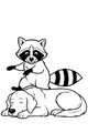 Free Raccoon Coloring Page - Playful Raccoon Resting on Dog (Printable PDF)