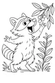 Free Raccoon Coloring Page - Happy Raccoon Reaching for Berries (Printable PDF)