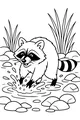 Free Raccoon Coloring Page - Splashing in a Forest Puddle (Printable PDF)