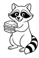 Free Raccoon Coloring Page - Rascal With Giant Sandwich Picnic (Printable PDF)
