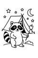 Free Raccoon Coloring Page - Starry Night Campout With Marshmallows (Printable PDF)