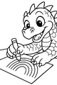 Free Dragon Coloring Page - Baby Dragon Drawing a Rainbow (Printable PDF)