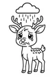 Free Deer Coloring Page - Sad Fawn in the Rain (Printable PDF)