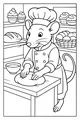 Free Rat Coloring Page - Chef Rat Baking Bread in a Busy Bakery (Printable PDF)