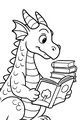 Free Dragon Coloring Page - Cute Book-Loving Dragon Reading (Printable PDF)
