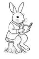 Free Hare Coloring Page - Professor Hare Reading in the Meadow (Printable PDF)