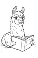 Free Llama Coloring Page - Cute Reading Llama With Glasses (Printable PDF)