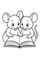 Free Mouse Coloring Page - Two Little Mice Reading Together (Printable PDF)