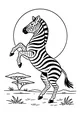 Free Zebra Coloring Page - Rearing Zebra at Sunrise (Printable PDF)