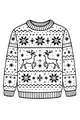 Free Christmas Sweater Coloring Page - Reindeer And Snowflake Pattern (Printable PDF)